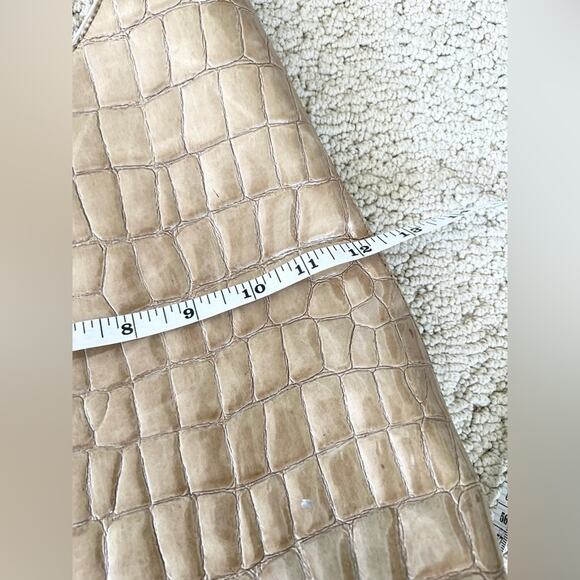 Vintage Y2K shoulder hobo bag Brooklyn metallic alligator reptile embossed gold - Picture 6 of 8